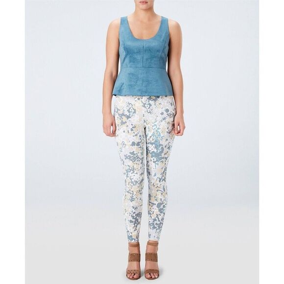 Spanx Jean-ish Leggings Womens Medium Multicolor Floral Print Soft Denim Pull On - Picture 1 of 13